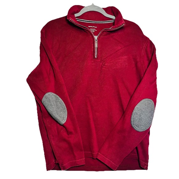 Banana Republic Other - Banana Republic Sweater Men's‎ Large 100%cotton 1/4 Zip Elbow Patch Red Wine